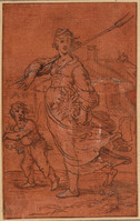 N 054-11
<br/>
Boerin met riek over de schouder en een kind
<br/>
<em>Goltzius, Hendrick (1558-1617)</em>